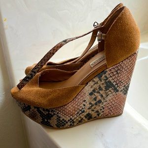 Steve Madden snake print suede platform wedges